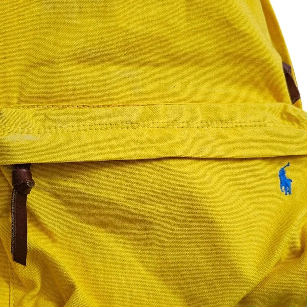 Polo‎ Ralph Lauren Yellow Backpack Canvas Blue Pony Embroidered Unisex New
